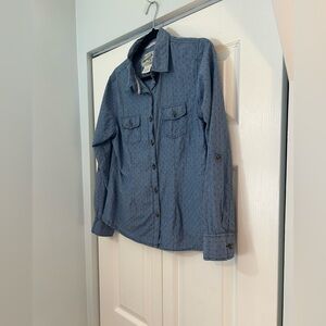 Overdrive Clothing Blue Chambray Button Down Shirt Size Large 100% Cotton